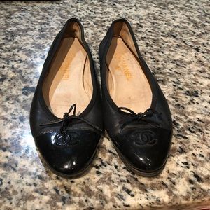 Black Lambskin Chanel Flats